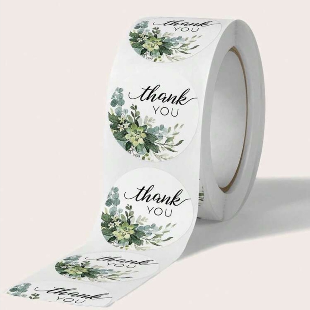 500 Green And White Thank You Stickers - Picture 3 of 5